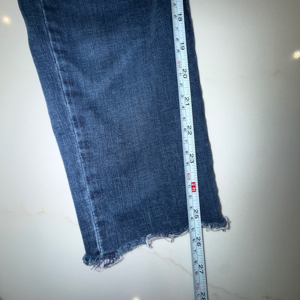AGOLDE Sophie Crop High Rise Skinny Jeans Dark Wash Raw Hem Size 31 - Picture 5 of 6